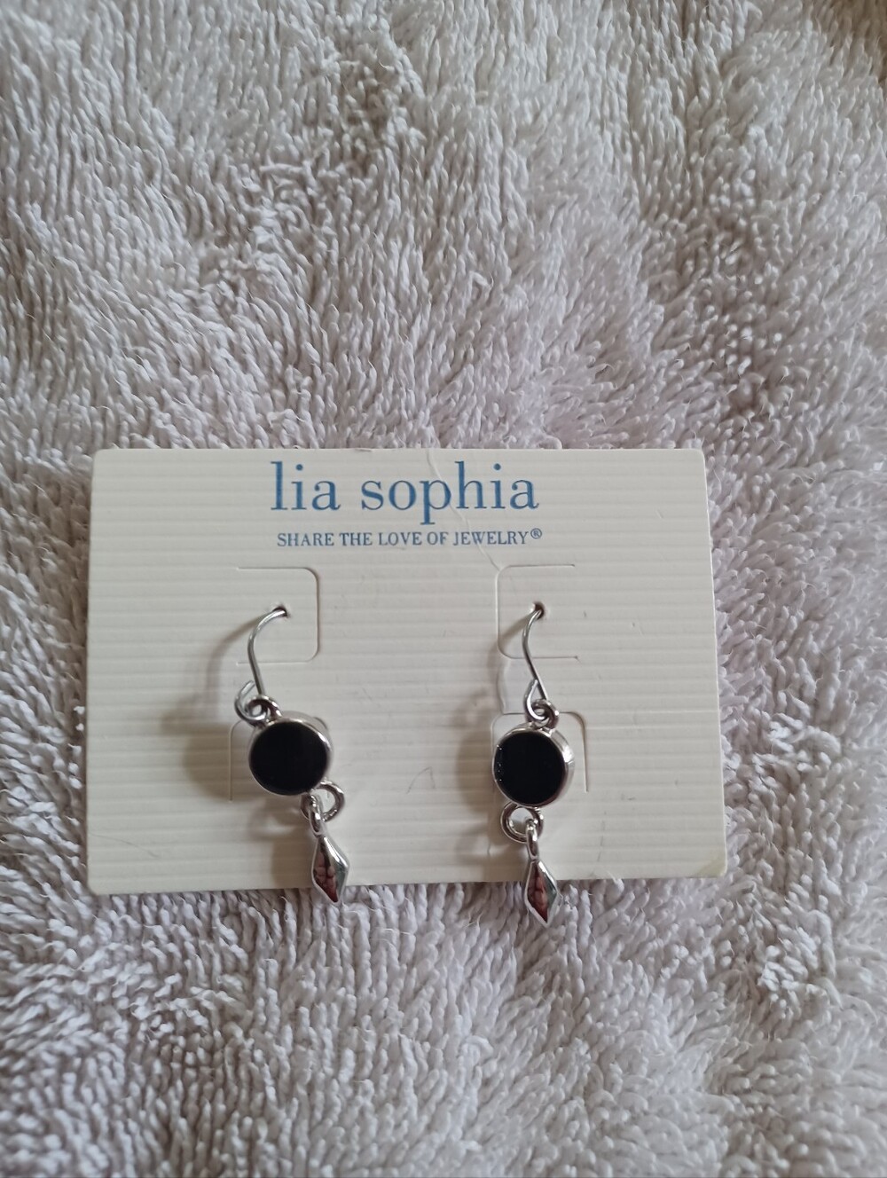 Retired Lia Sophia Black and Silver Dangle Earrings